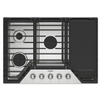 Whirlpool - 30" Built-In Gas Cooktop with 2-in-1 Hinged Grate to Griddle - Stainless Steel - Front_Zoom