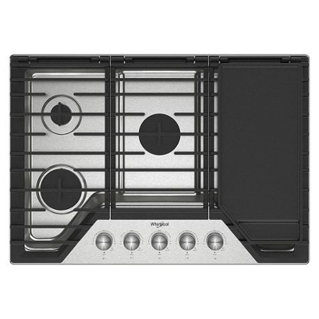 Whirlpool - 30" Built-In Gas Cooktop with 2-in-1 Hinged Grate to Griddle - Stainless Steel