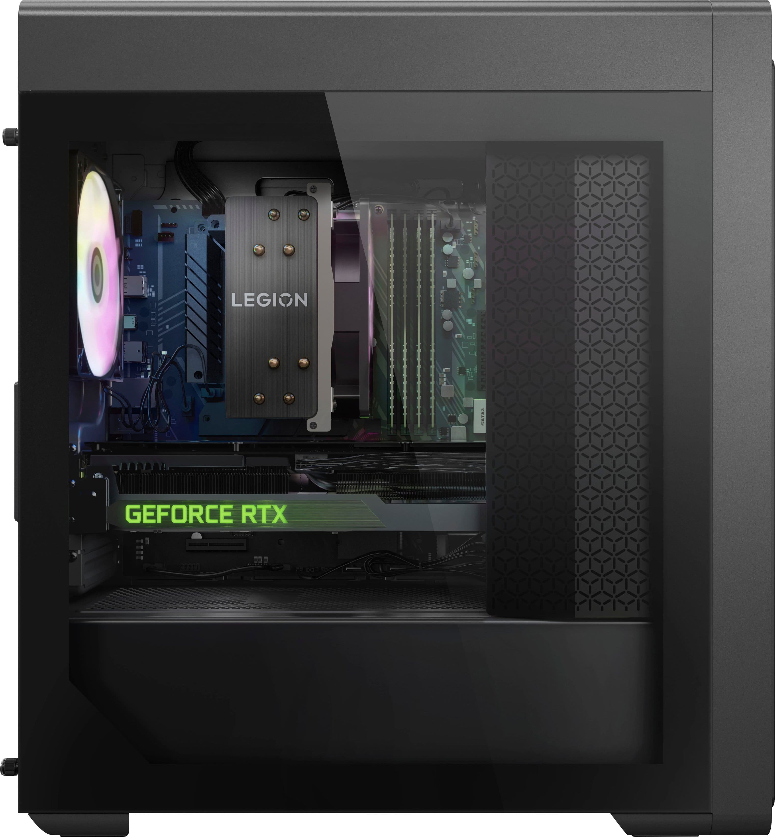Alt View 2. Lenovo - Legion Tower 5i Gaming Desktop - Intel Core i7 14700F - 32GB Memory - NVIDIA GeForce RTX 4070 SUPER - 1TB SSD - Storm Grey.