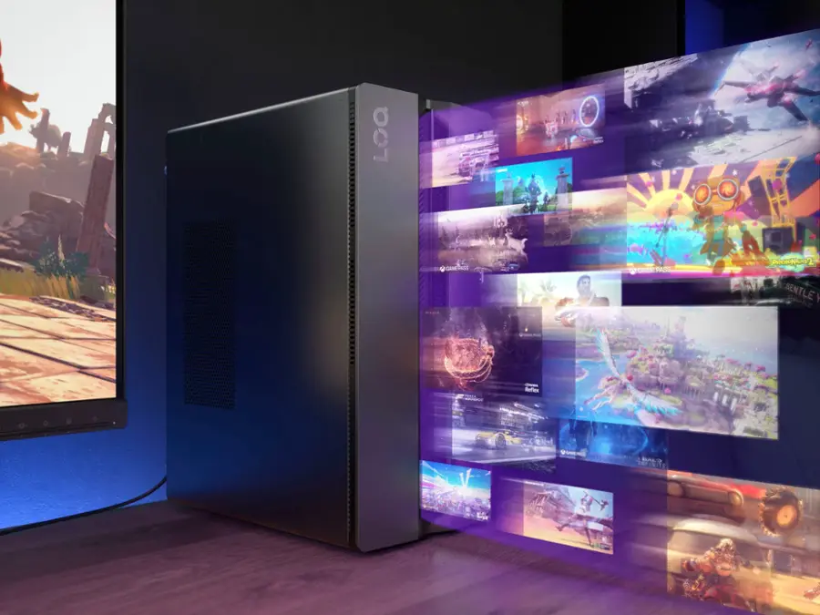 Alt View 16. Lenovo - LOQ Tower Gaming Desktop - Intel i5 14400F - 16GB Memory - NVIDIA GeForce RTX 3050 - 512GB SDD - Luna Gray.