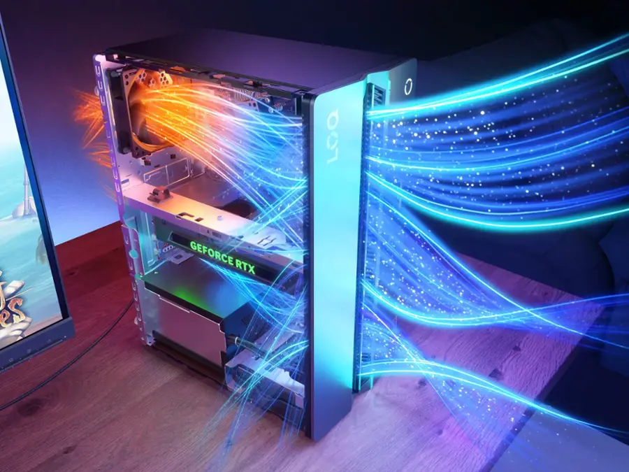Alt View 17. Lenovo - LOQ Tower Gaming Desktop - Intel i5 14400F - 16GB Memory - NVIDIA GeForce RTX 3050 - 512GB SDD - Luna Gray.