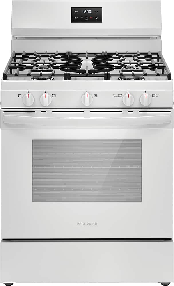 Frigidaire - 5.1 Cu. Ft Freestanding Gas Range with Quick Boil Burner - White - Front_Zoom
