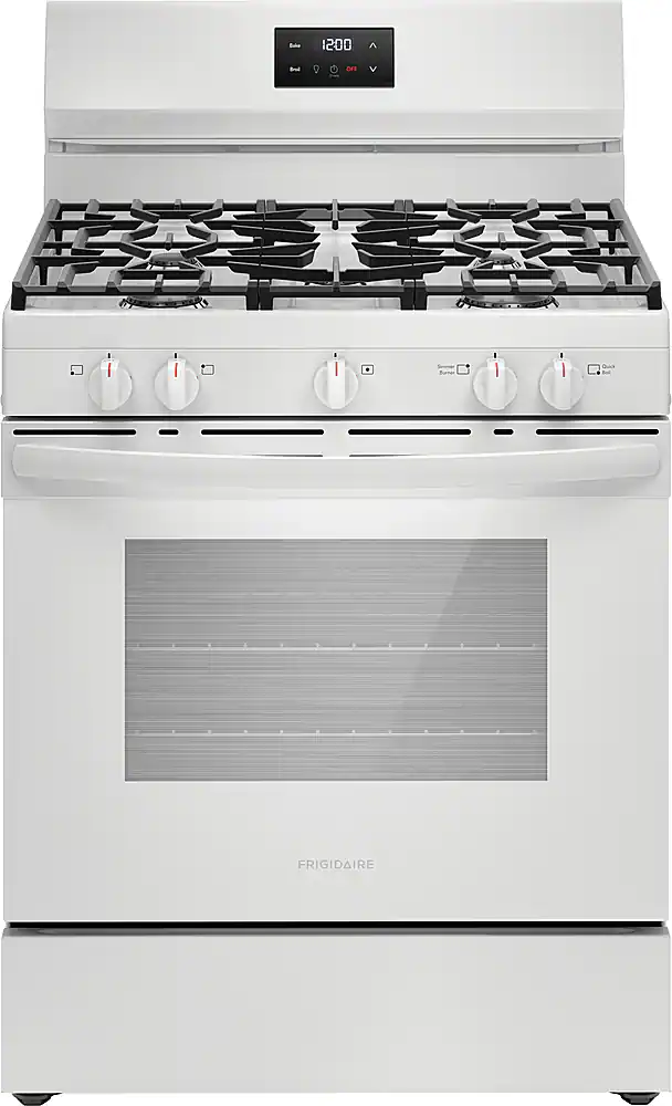 Front. Frigidaire - Frigidaire 5.1 Cu. Ft Freestanding Gas Range with Quick Boil Burner - White.