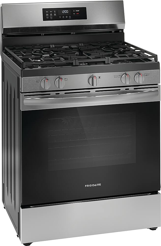 Angle. Frigidaire - Frigidaire 5.1 Cu. Freestanding Gas Range with Air Fry - Stainless Steel.