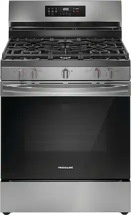 Front. Frigidaire - Frigidaire 5.1 Cu. Freestanding Gas Range with Air Fry - Stainless Steel.