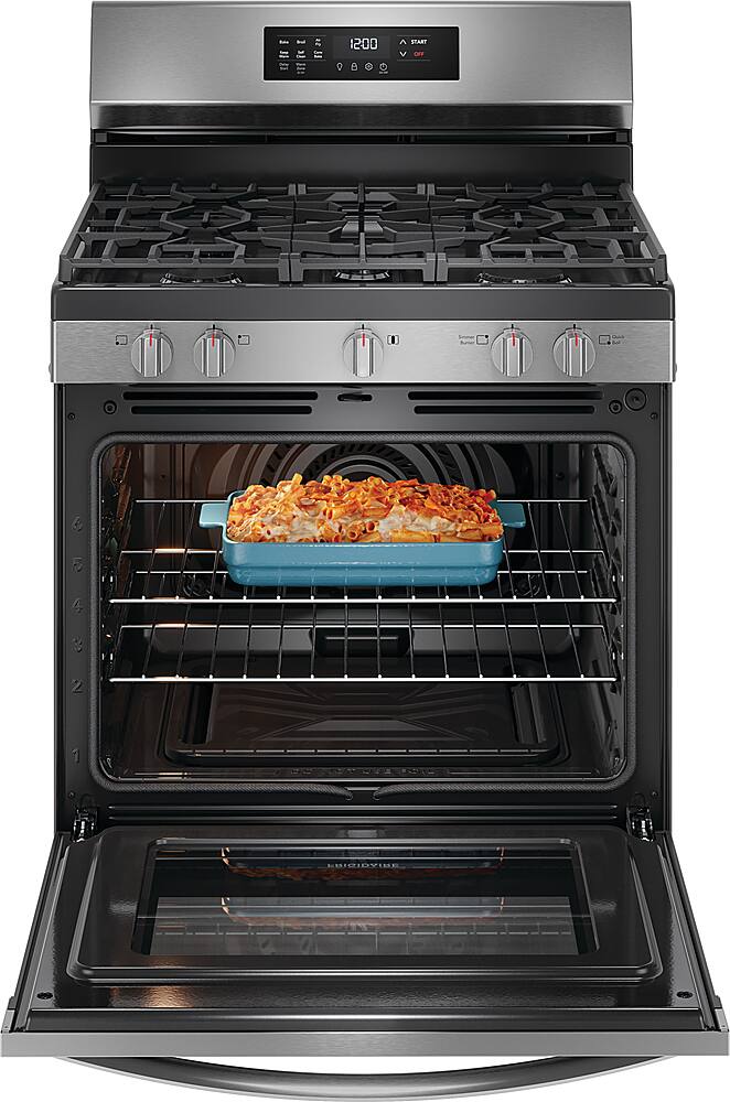 Alt View 2. Frigidaire - Frigidaire 5.1 Cu. Freestanding Gas Range with Air Fry - Stainless Steel.