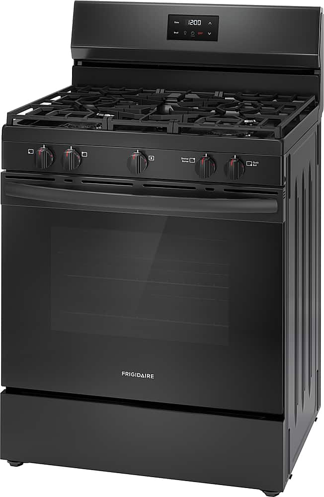 Angle. Frigidaire - Frigidaire 5.1 Cu. Ft Freestanding Gas Range with Quick Boil Burner - Black.