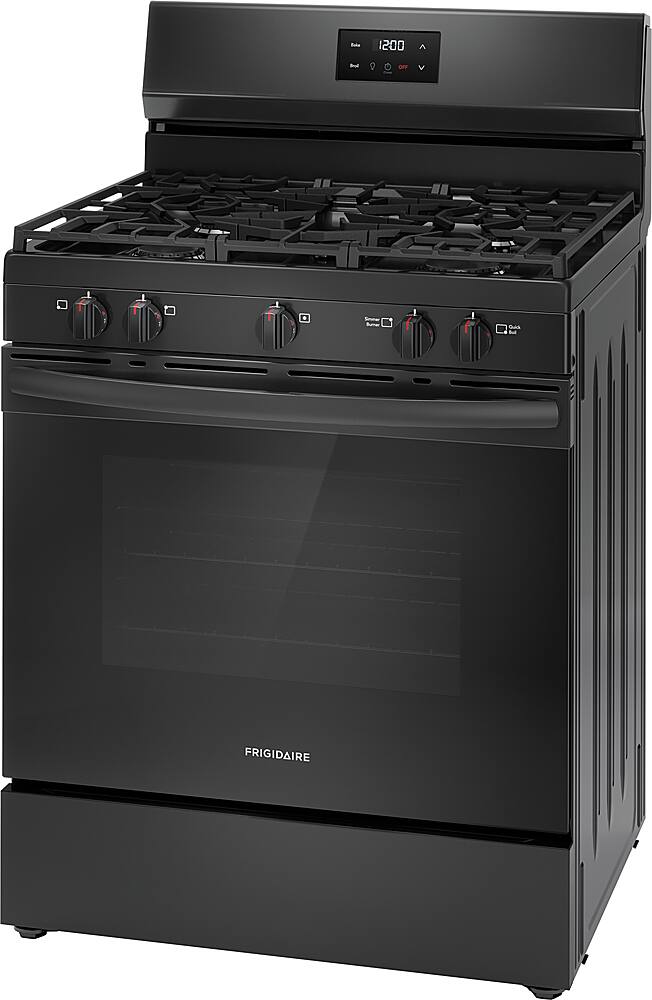 Angle. Frigidaire - Frigidaire 5.1 Cu. Ft Freestanding Gas Range with Quick Boil Burner - Black.