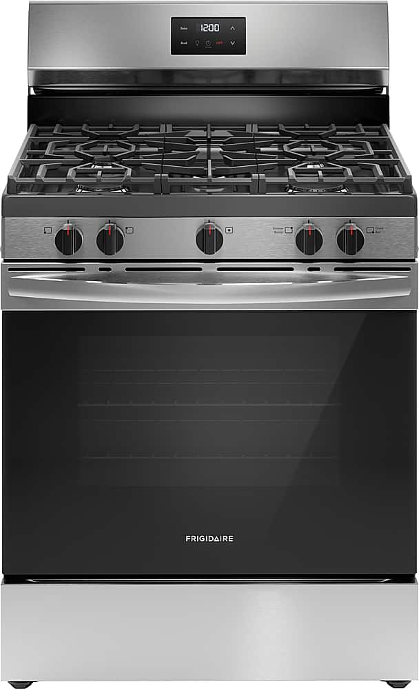 Front. Frigidaire - Frigidaire 5.1 Cu. Ft Freestanding Gas Range with Quick Boil Burner - Stainless Steel.