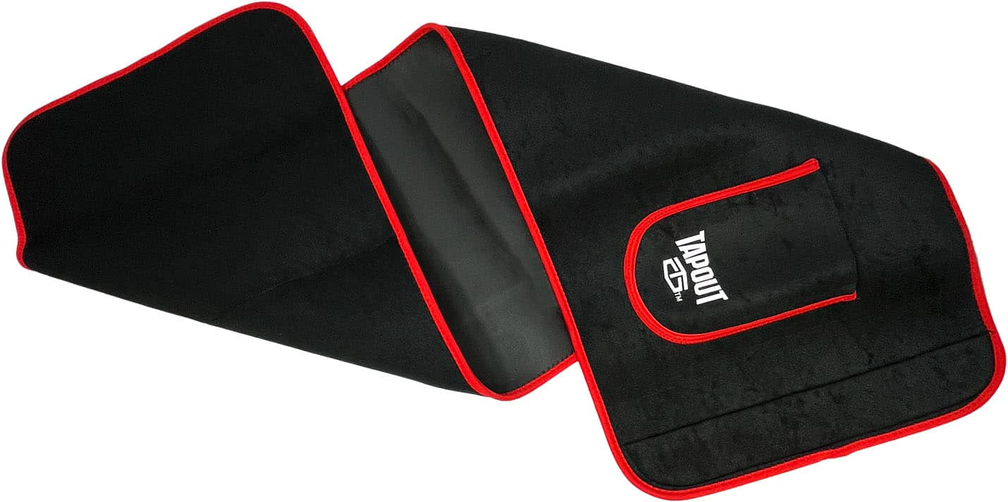 Back View: Tapout - 12in Slimmer Belt with Pocket - Black with Red