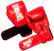 The image features a pair of red boxing gloves with the word "Tapout" written on them. These gloves are designed to provide full wrist support, making them suitable for boxing or other similar sports. The gloves are placed on a white background, which helps to emphasize their color and design.