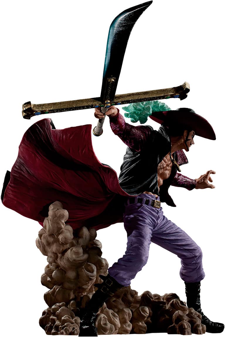 Angle. Bandai - One Piece Dracule Mihawk (Genealogy of Swordsman's Soul) Ichibansho Figure.