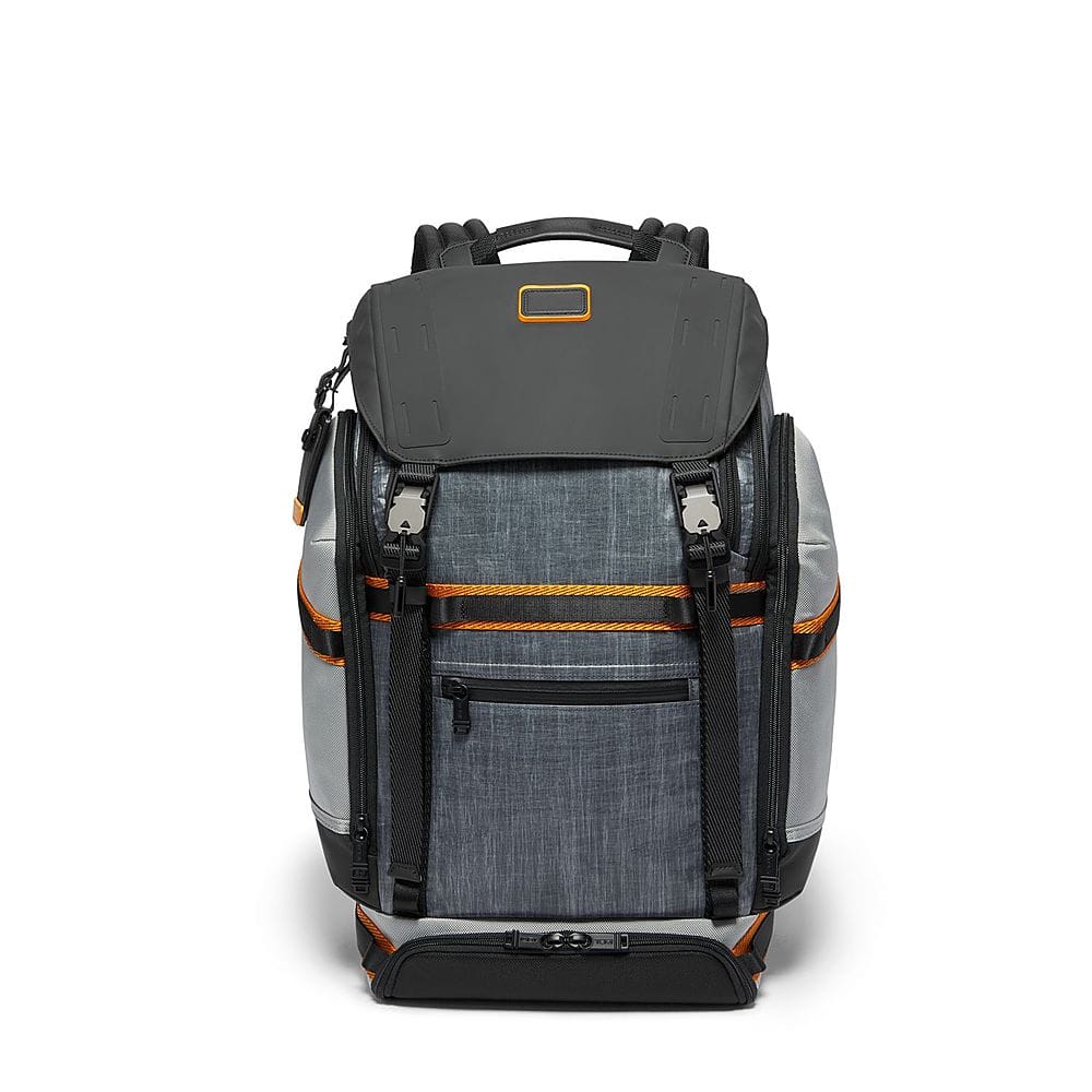 Front. TUMI - Alpha Bravo Expedition Flap Backpack - Steel.
