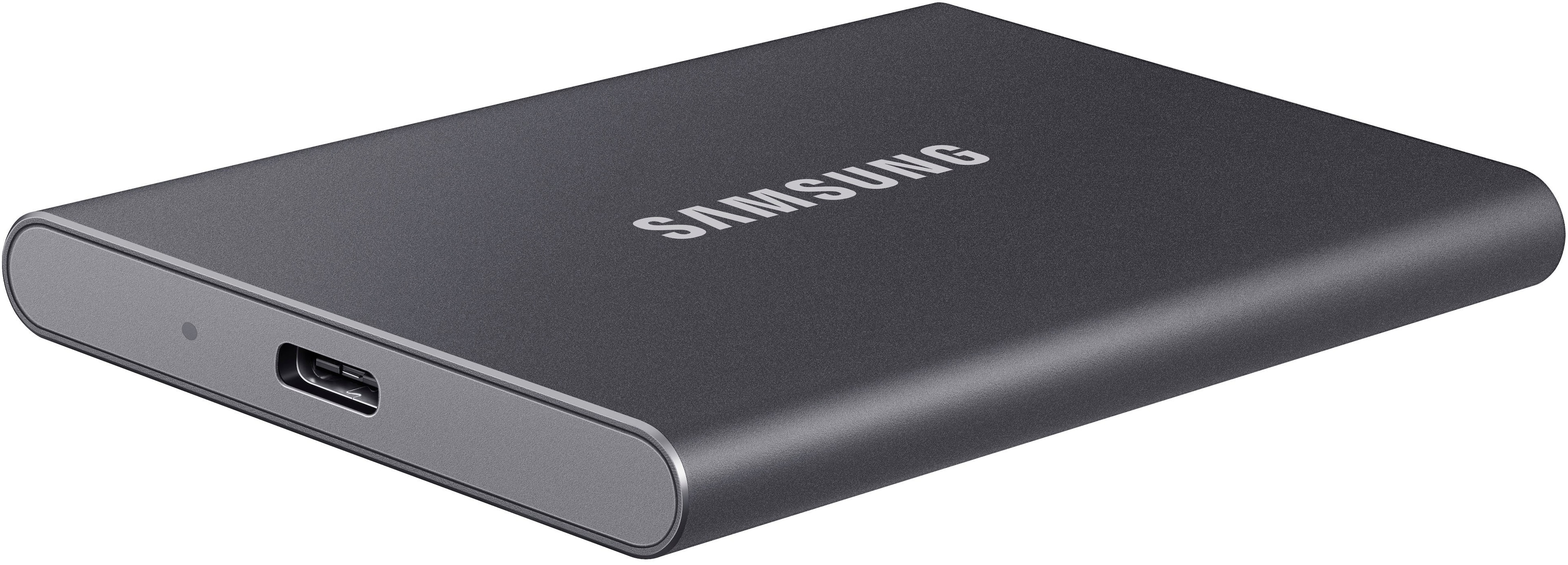 Alt View 15. Samsung - T7 4TB External USB 3.2 Gen 2 Portable SSD with Hardware Encryption - Titan Gray.