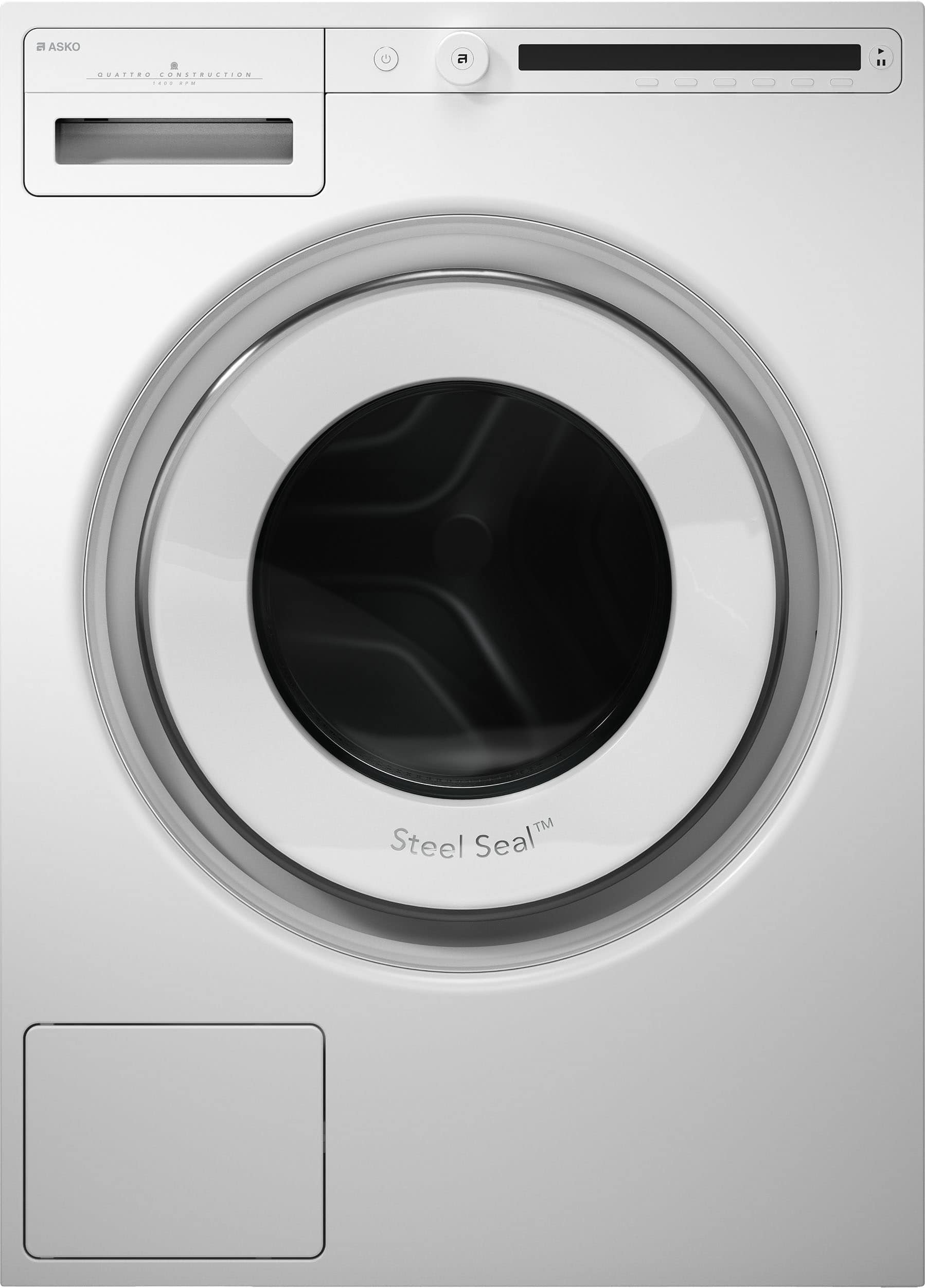 Front. Asko - 2.1 Cu.Ft. High-Efficiency Front Load Washer, Steel Seal, 17.6 lb capacity, 1400 RPM max spin, Stackable - White.