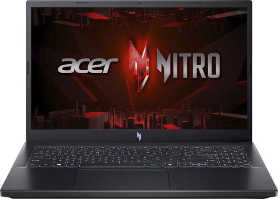 Front. Acer - Nitro V ANV15-51-789J 15.6" FHD IPS Laptop -13th Gen Intel Core i7- NVIDIA GeForce RTX 4060-16GB DDR5-512GB SSD - Obsidian Black.