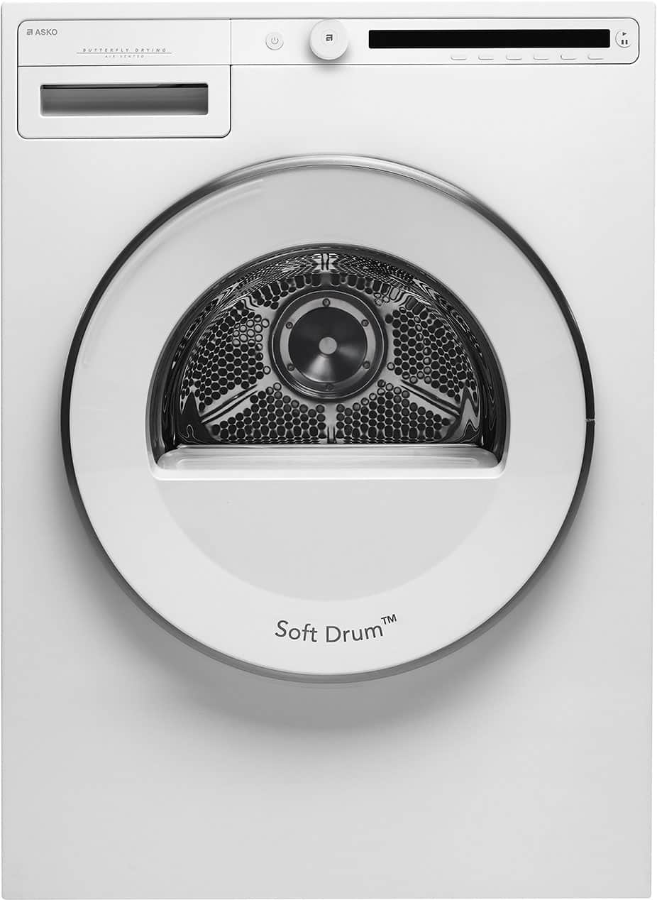 Front. Asko - Asko 4.1 cu. ft. Stackable Electric Dryer with Butterfly Drying System, Soft Drum Technology, 9 Drying Programs - White.