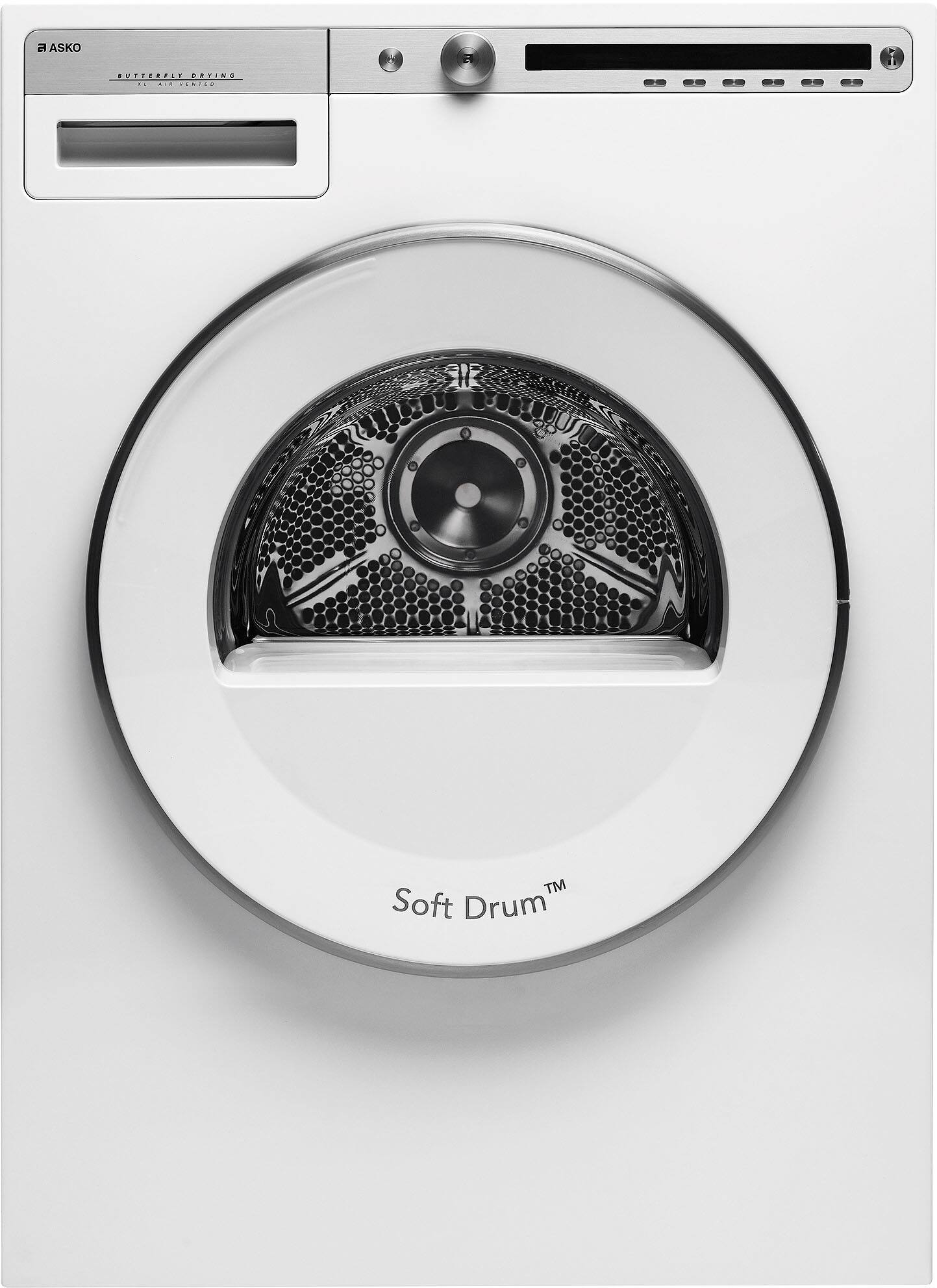 Asko - 5.1 cu. ft. Stackable Electric Vented Dryer with Butterfly Drying System, Soft Drum Technology, 13 Programs - White