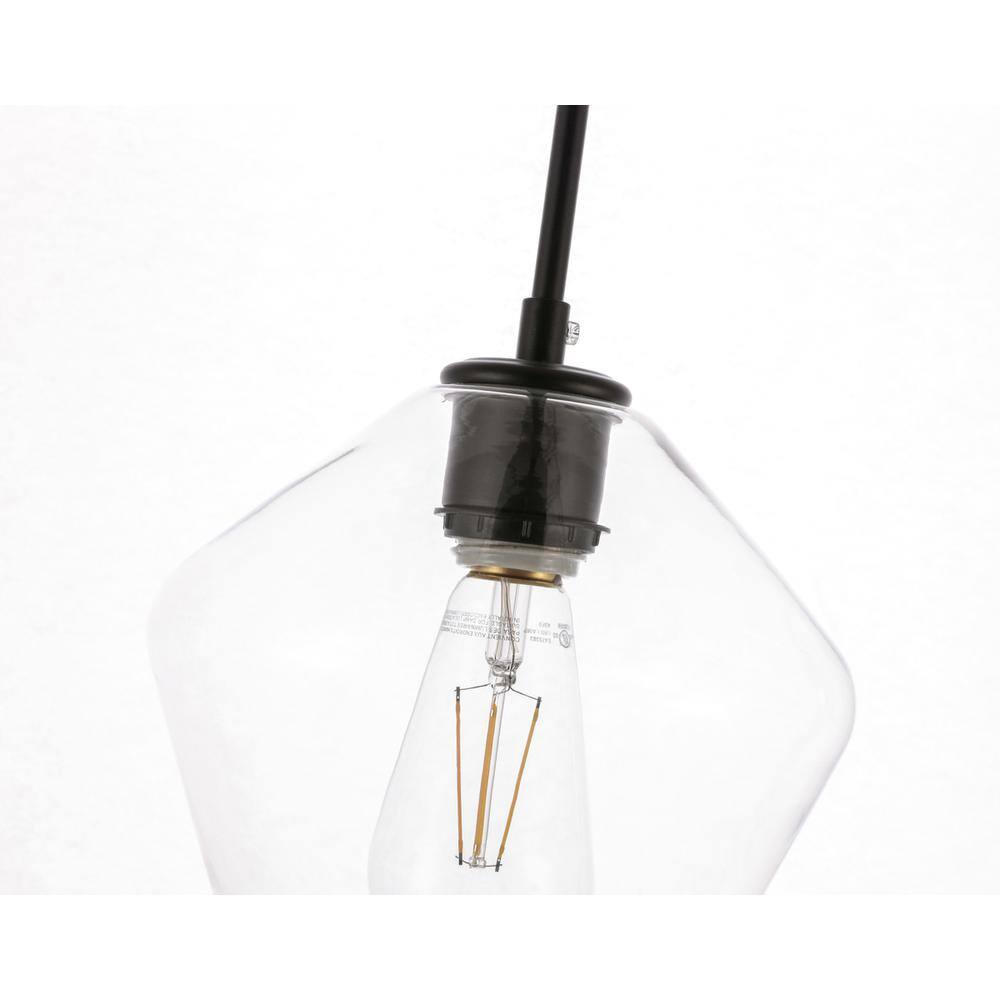 Alt View 2. Living District - Gene 1 light Black and Clear glass pendant - Black And Clear Glass.