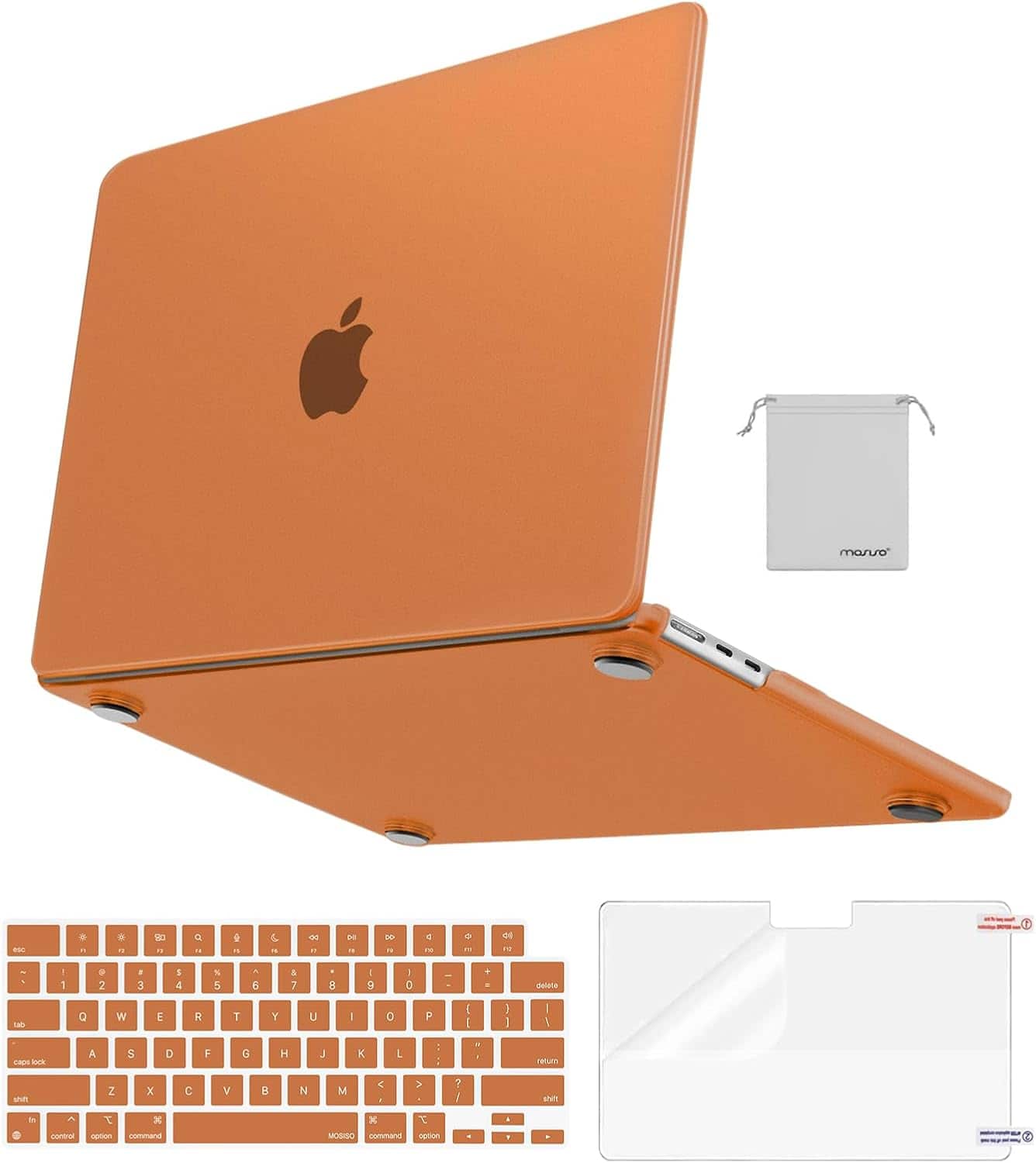 mosiso - Anti-Fingerprint Matte Hard Shell 4-in-1 Kit for MacBook Air 13 inch M5 M4 M3 M2 A3449 A3240 A3113 A2681 - Cosmic Orange