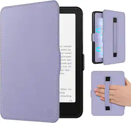 Fintie - Case for 7" Kindle Paperwhite 12th Gen 2024 & Kindle Colorsoft Lightweight Slim Hard Back Shell Cover w/Hand Strap - Lilac Purple