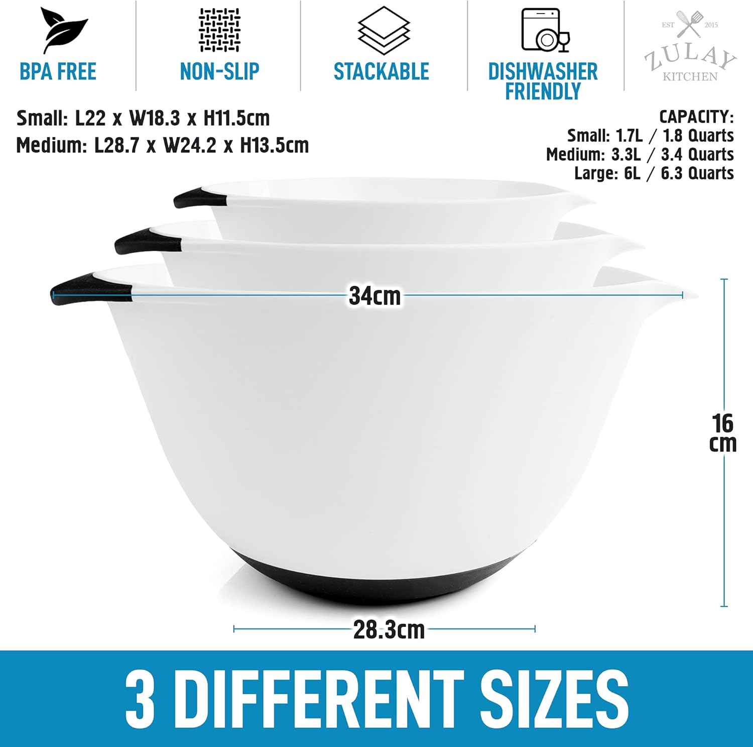 Zulay Kitchen Mixing Bowl Set - Thumbnail 5