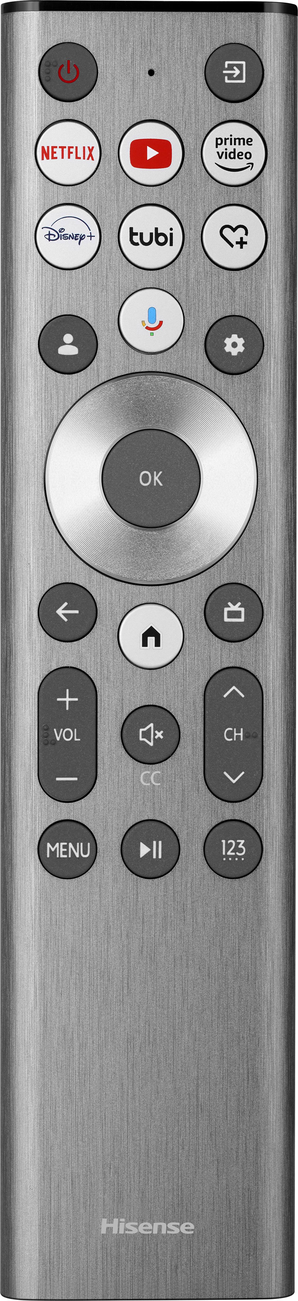 Remote Control. Hisense - 75" Class U6 Series Mini-LED 4K UHD QLED Google TV - Black.