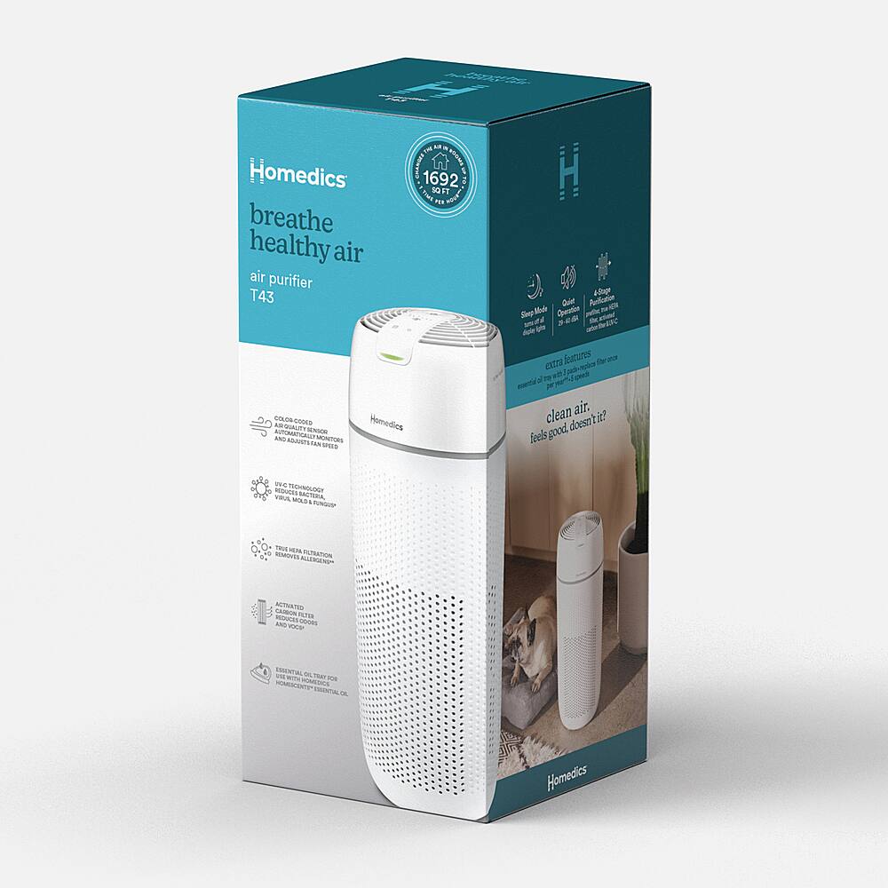 Alt View 18. Homedics - True Hepa Large Room Air Purifier with UV-C Technology - White.