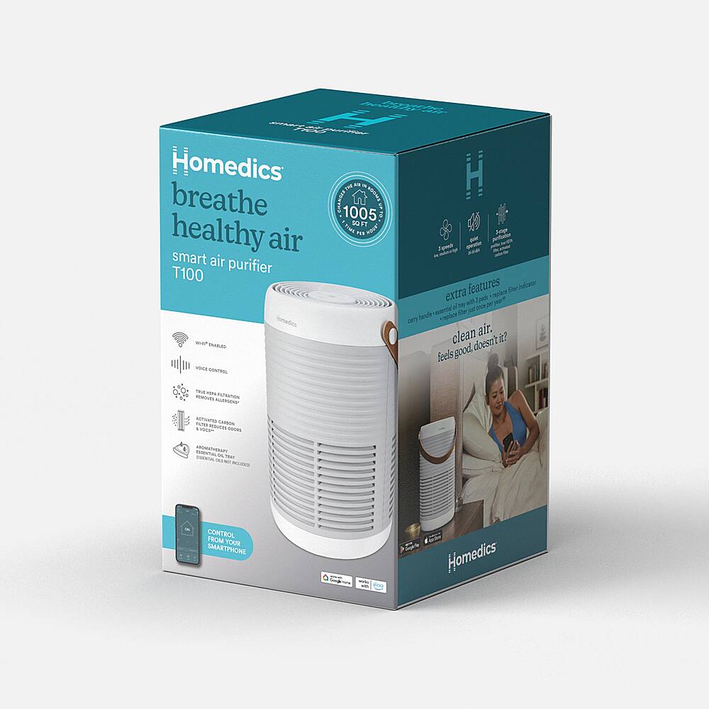 Homedics Smart True Hepa Odor Reducing Large Room Air Purifier White AP ...