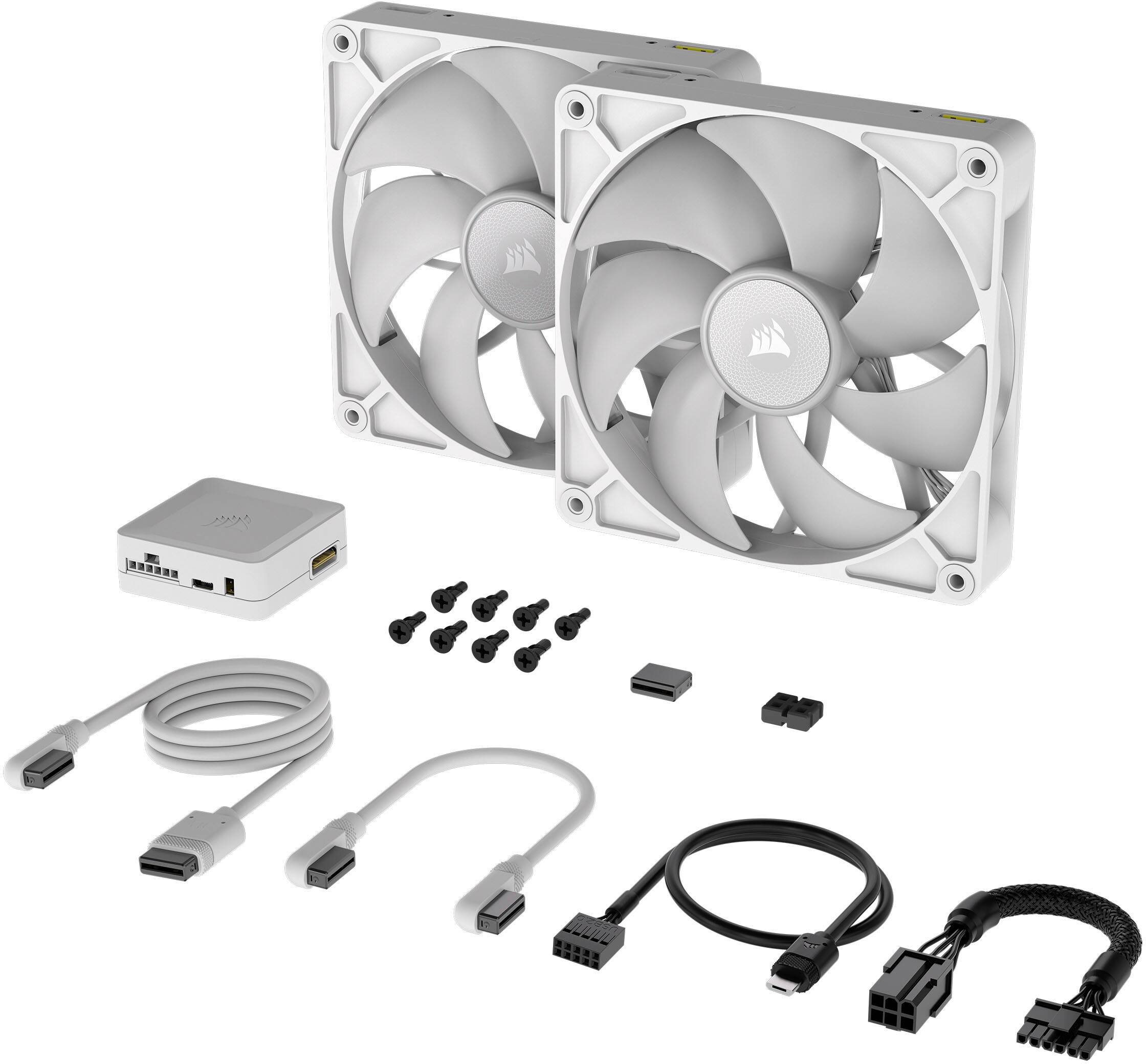 Alt View 12. CORSAIR - iCUE LINK RX140 RGB 140mm PWM Computer Case Fan Starter Kit (2-pack) - White.