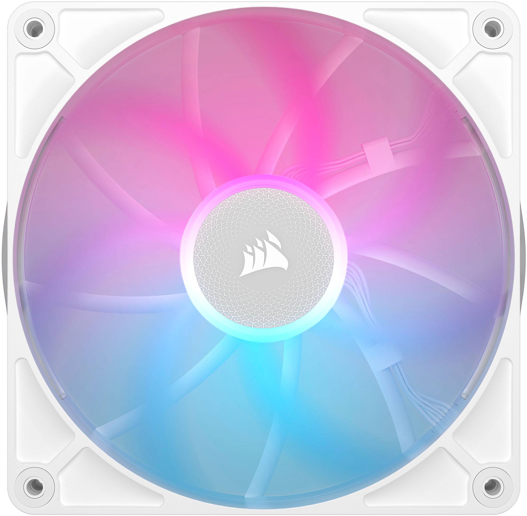 Alt View 1. CORSAIR - iCUE LINK RX140 RGB 140mm PWM Computer Case Fan Starter Kit (2-pack) - White.