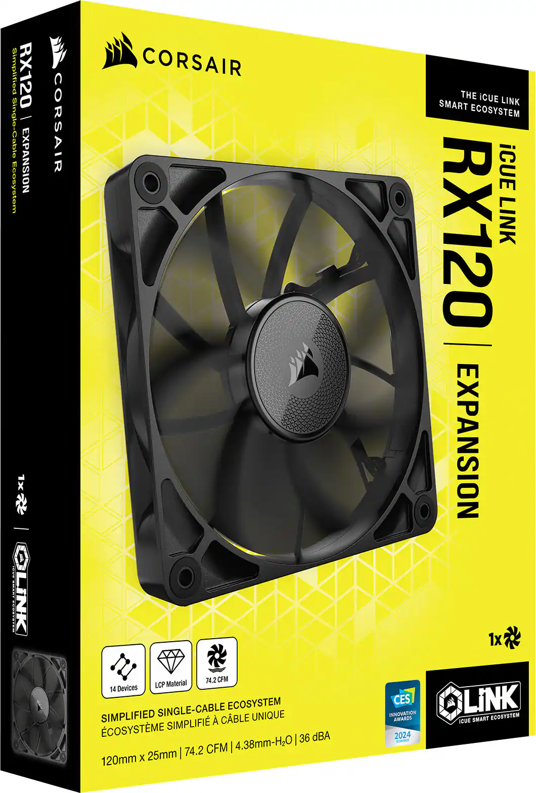 Alt View 12. CORSAIR - iCUE LINK RX120 120mm PWM Computer Case Fan Expansion Fan - Black.