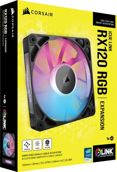 CORSAIR iCUE LINK RX120 RGB 120mm PWM Computer Case Expansion Fan CORSAIR iCUE LINK RX120 RGB 120mm PWM Computer Case Expansion Fan