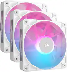 Front. CORSAIR - iCUE LINK RX120 RGB 120mm PWM Computer Case Fan Starter Kit (3-pack) - White.