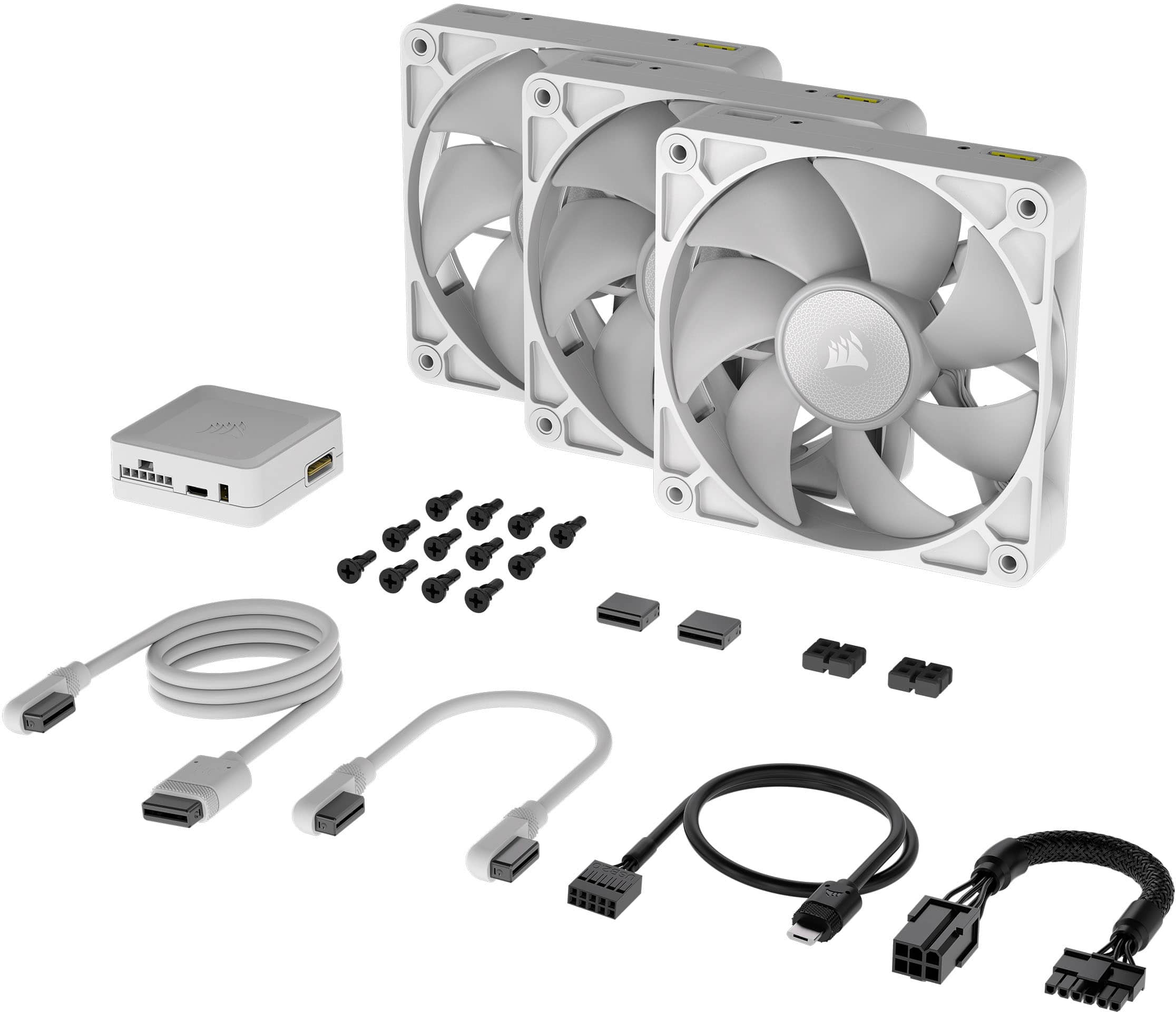 Alt View 12. CORSAIR - iCUE LINK RX120 RGB 120mm PWM Computer Case Fan Starter Kit (3-pack) - White.