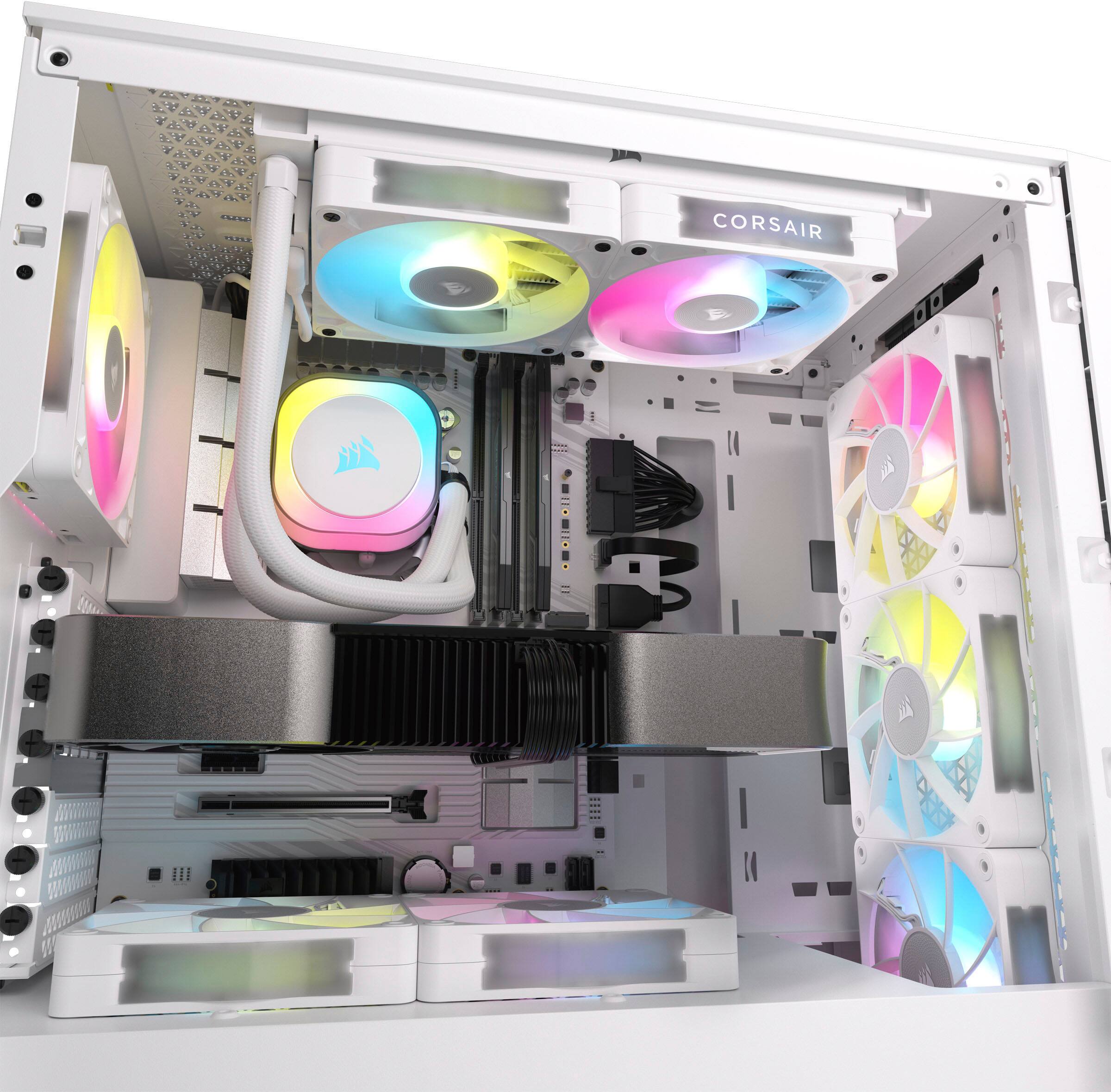 Alt View 14. CORSAIR - iCUE LINK RX120 RGB 120mm PWM Computer Case Fan Starter Kit (3-pack) - White.