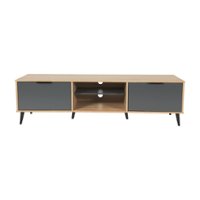 CorLiving - Cole Collection TV Stand with Cabinets for Most TVs up to 85" - Light Wood - Front_Zoom