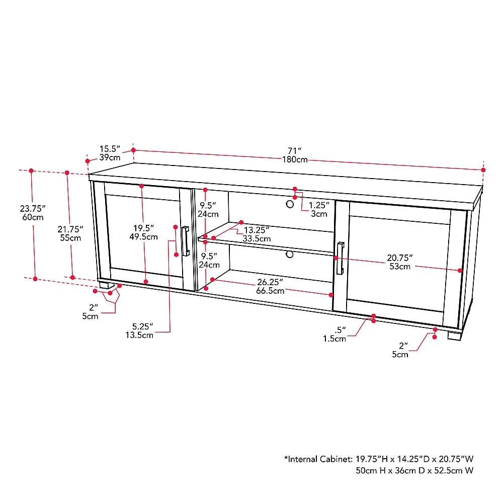 CorLiving Virlomi Collection TV Stand with Cabinets for Most TVs up to ...