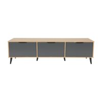 CorLiving - Cole Collection TV Stand with Enclosed Cabinets for Most TVs up to 85" - Light Wood - Front_Zoom