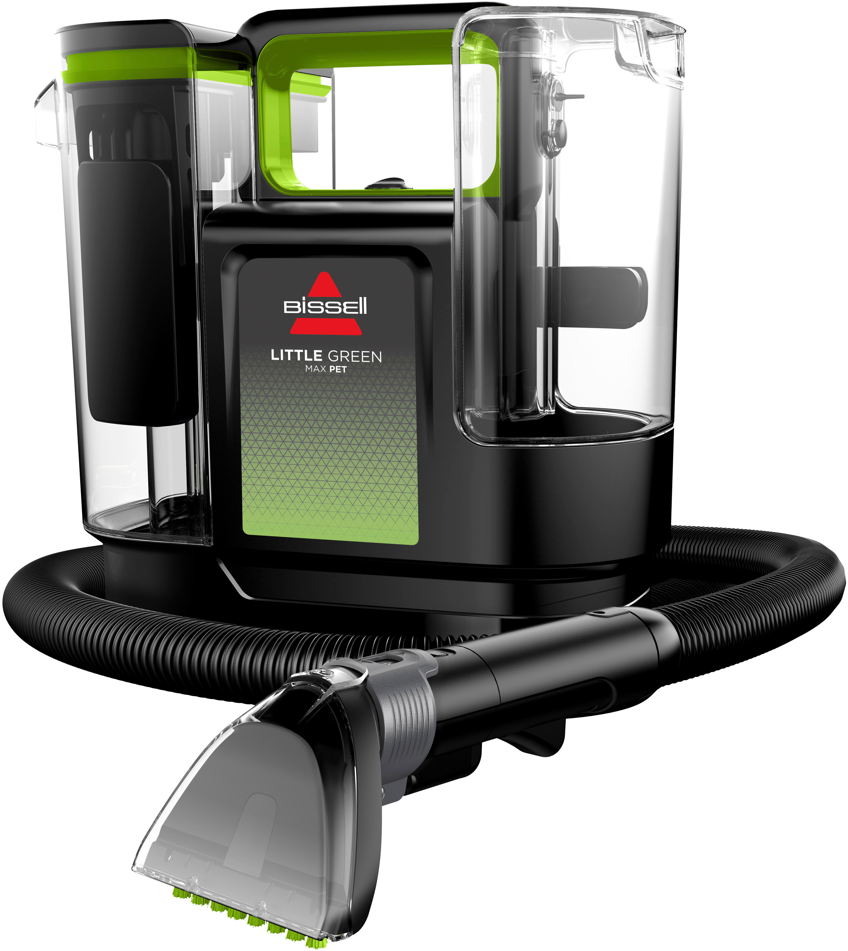 Left View: Bissell Little Green Max Pet Handheld Deep Cleaner - Black with Cha Cha Lime Accents