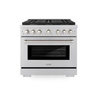 ZLINE 36 in. 5.2 cu. ft. Gas Range with Convection Gas Oven in Stainless Steel with 6 Brass Burners (SGR-BR-36) - Front_Zoom