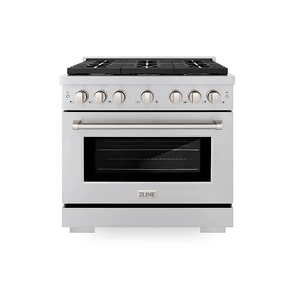 ZLINE - 36" Paramount Gas Range with Convection Oven with 6 Brass Burners (SGR-BR-36) - Stainless Steel