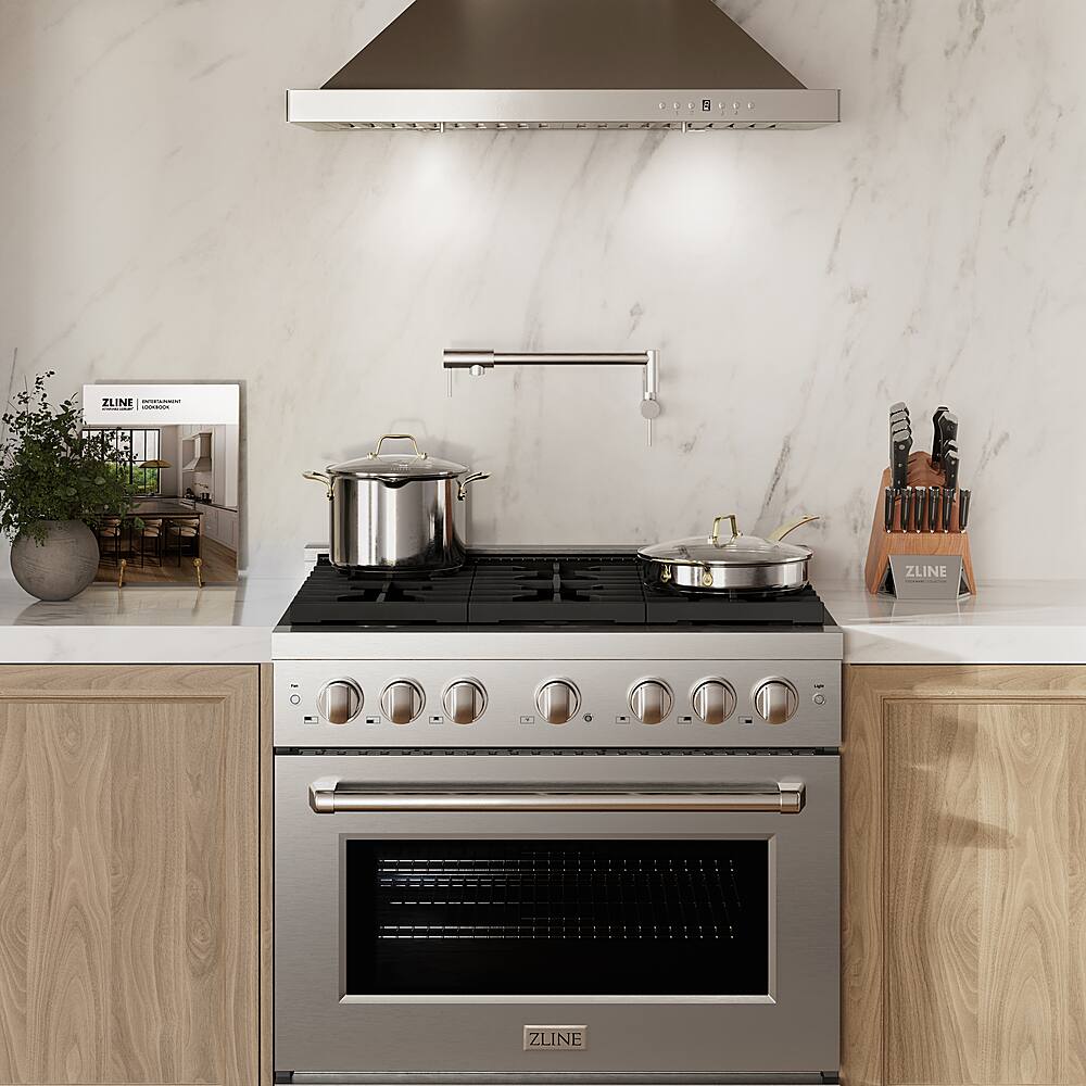 Alt View 14. ZLINE - ZLINE 36 in. 5.2 cu. ft. Gas Range with Convection Gas Oven in Stainless Steel with 6 Brass Burners (SGR-BR-36).