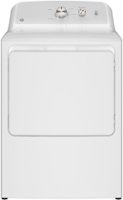 GE - 6.2 Cu. Ft. Electric Dryer with Shallow Depth Design - White with Silver Matte - Front_Zoom