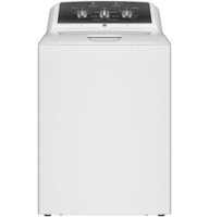 GE - 4.3 Cu. Ft. High-Efficiency Top Load Washer with 5 Year Limited Parts and Labor Warranty - White with Black Stainless Steel - Front_Zoom
