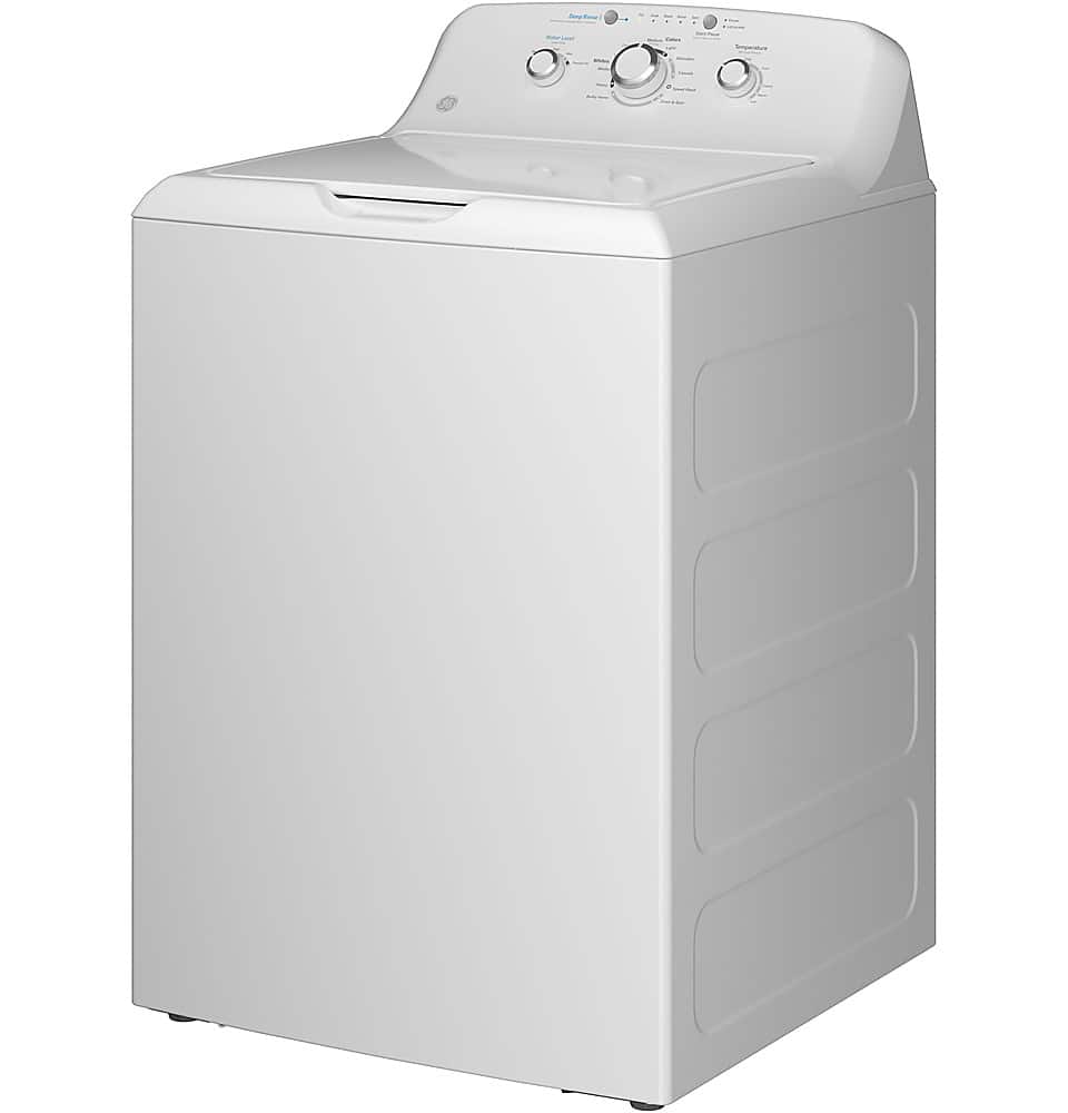 Left. GE - 4.0 Cu. Ft. High Efficiency Top Load Washer with Water Level Control - White.