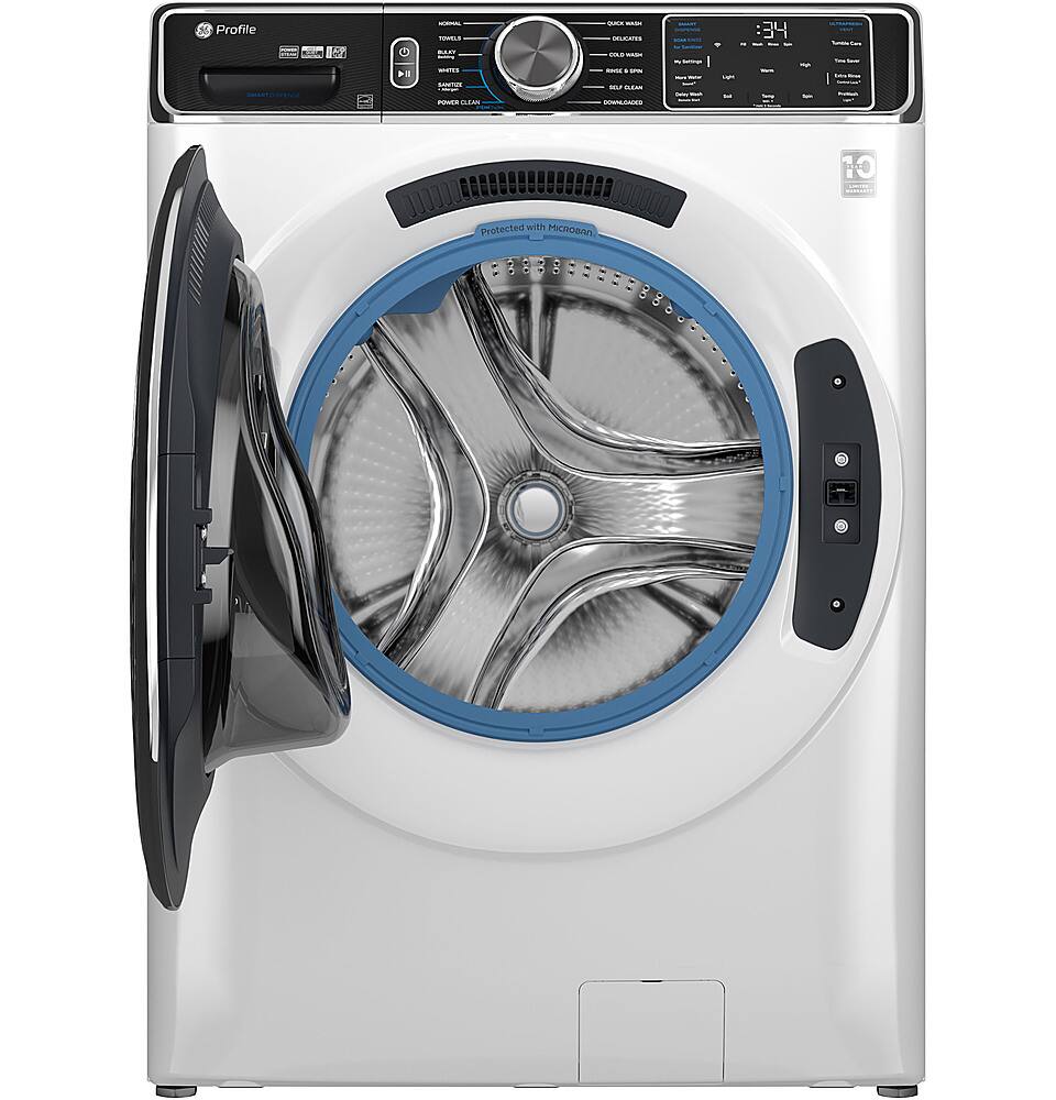 Alt View 12. GE Profile - 5.3 Cu. Ft. Stackable Smart Front Load Washer with Steam and UltraFresh Vent System+ With OdorBlock - White.