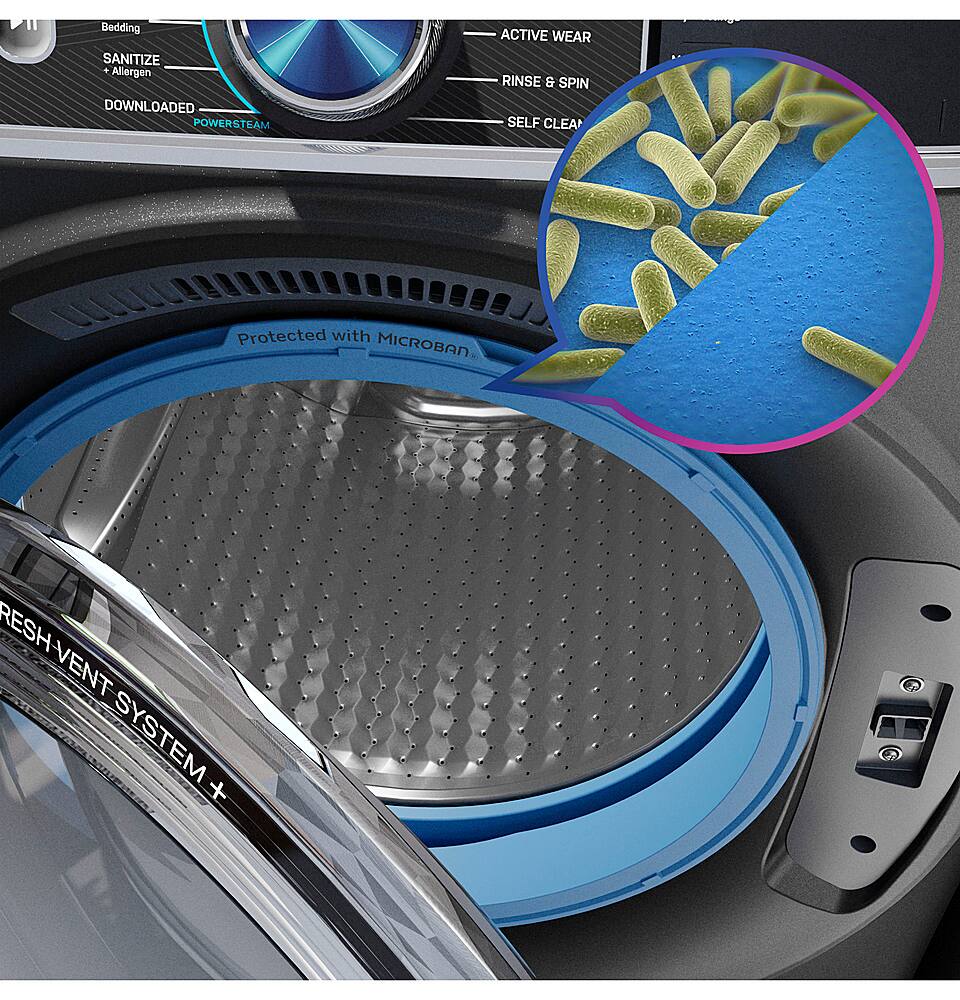 Alt View 13. GE Profile - 5.3 Cu. Ft. Stackable Smart Front Load Washer with Steam and UltraFresh Vent System+ With OdorBlock - White.