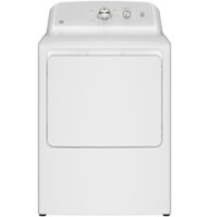 GE - 6.2 Cu. Ft. Gas Dryer with Shallow Depth Design - White with Silver Matte - Front_Zoom