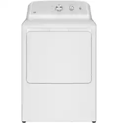 GE - 6.2 Cu. Ft. Gas Dryer with Shallow Depth Design - White with Silver Matte - Front_Zoom